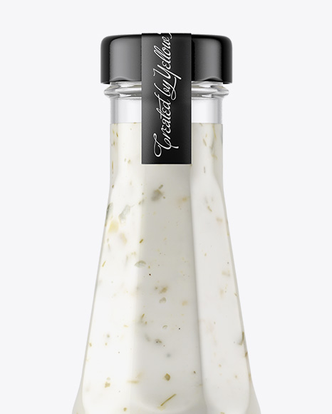 Clear Glass Bottle with Garlic Sauce Mockup