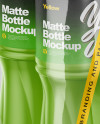 Transparent Shrink Pack with 6 Plastic Matte Bottles Mockup - Half Side View