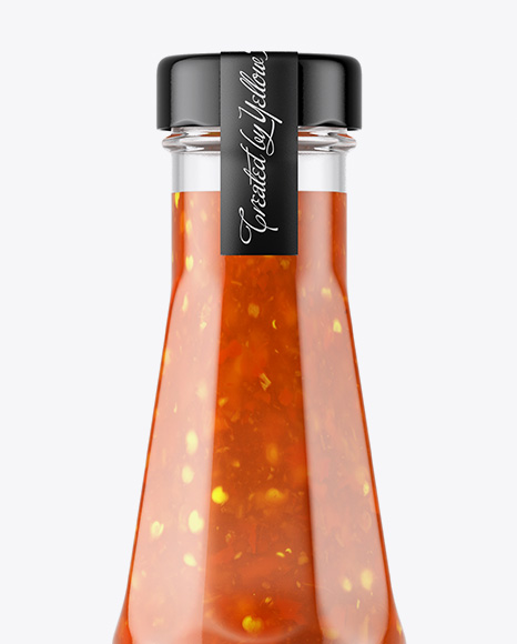 Clear Glass Bottle with Sweet and Sour Sauce Mockup