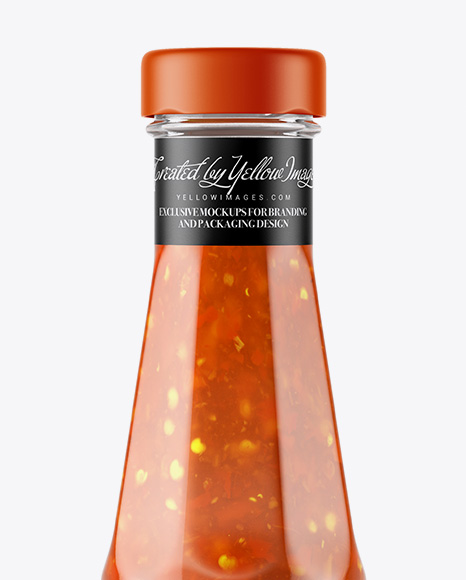 Clear Glass Bottle with Sweet and Sour Sauce Mockup