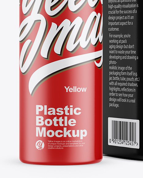 Matte Plastic Bottle w/ Paper Box Mockup