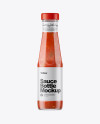 Clear Glass Bottle with Taco Sauce Mockup