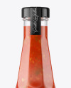 Clear Glass Bottle with Taco Sauce Mockup