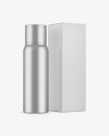 Metallic Plastic Bottle w/ Paper Box Mockup