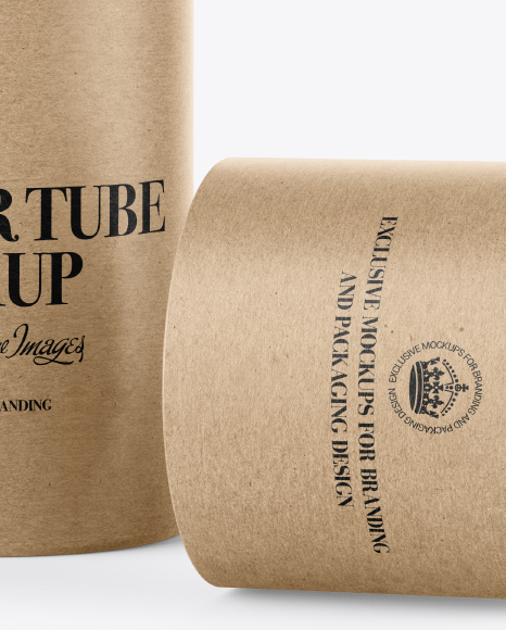 Opened Kraft Paper Tube Mockup