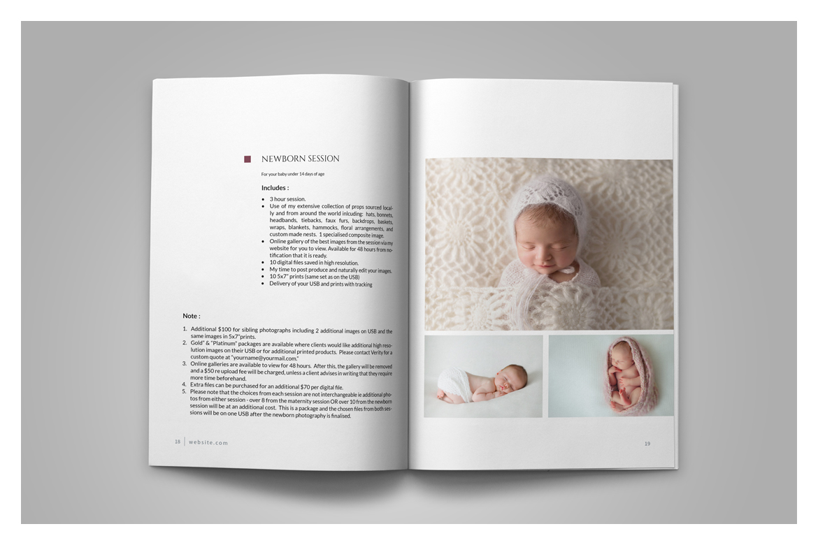 Newborn Photography Magazine Template