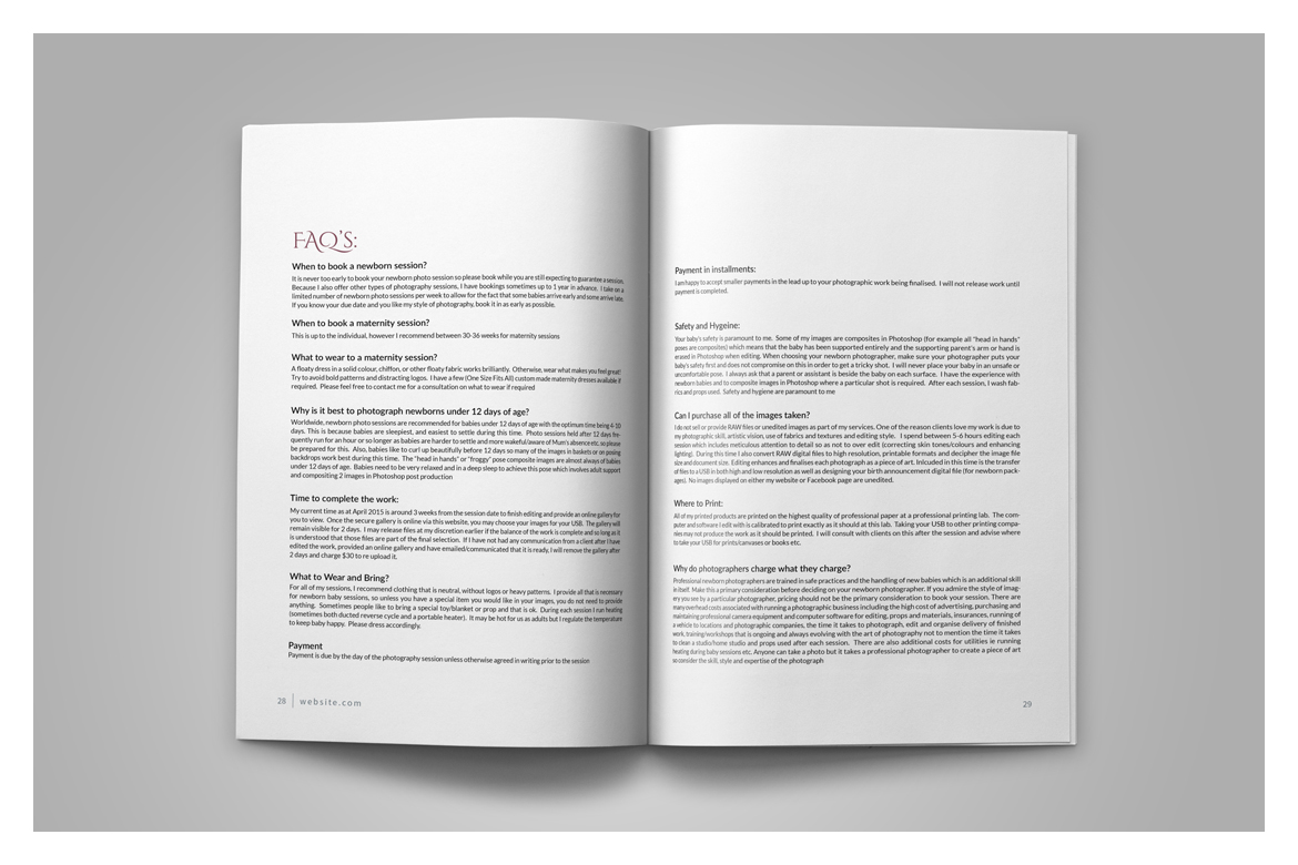 Newborn Photography Magazine Template Newborn Photography Magazine Template