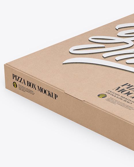 Pizza Kraft Box Mockup - Half Side View