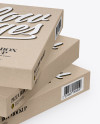 Three Pizza Kraft Boxes Mockup