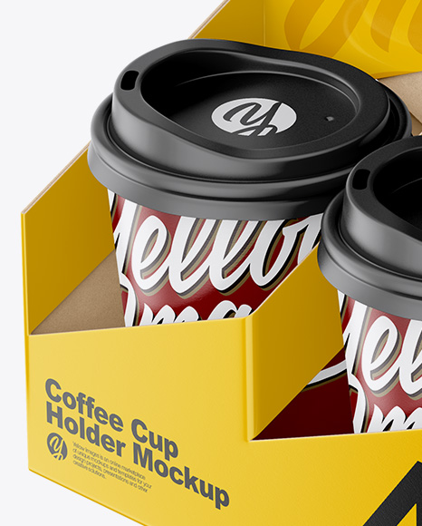 Matte Coffee Cup Holder W/ Matte Cups Mockup - Free Download Images