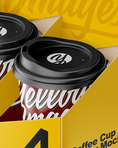 Matte Coffee Cup Holder W/ Matte Cups Mockup - Free Download Images