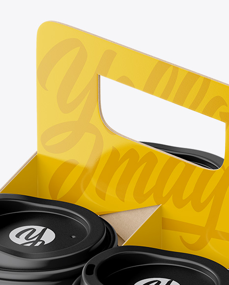 Matte Coffee Cup Holder W/ Matte Cups Mockup