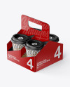 Matte Coffee Cup Holder W/ Kraft Cups Mockup