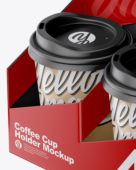 Matte Coffee Cup Holder W/ Kraft Cups Mockup - Free Download Images