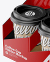 Matte Coffee Cup Holder W/ Kraft Cups Mockup