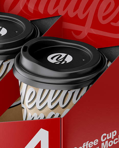 Matte Coffee Cup Holder W/ Kraft Cups Mockup - Free Download Images