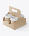 Kraft Coffee Cup Holder W/ Kraft Cups Mockup