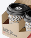 Kraft Coffee Cup Holder W/ Kraft Cups Mockup