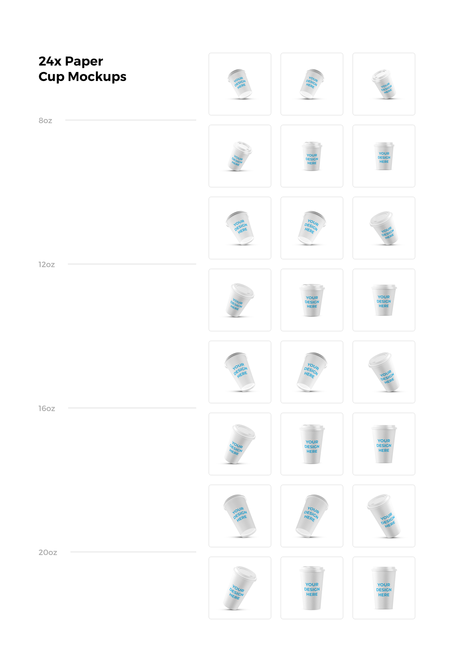 24x Paper Cups Mockups 24x Paper Cups Mockups