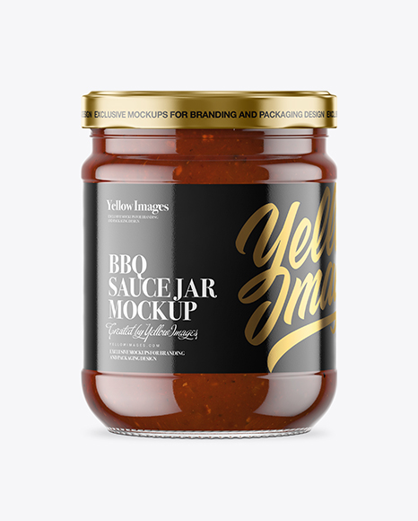 Clear Glass BBQ Sauce Jar Mockup