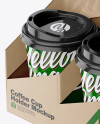 Kraft Coffee Cup Holder W/ Glossy Cups Mockup