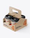Kraft Coffee Cup Holder W/ Matte Cups Mockup