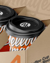 Kraft Coffee Cup Holder W/ Matte Cups Mockup