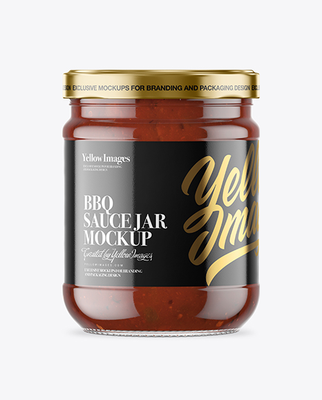 Clear Glass BBQ Sauce Jar Mockup