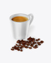 Matte Coffee Cup With Coffee Beans Mockup