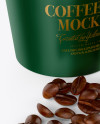 Matte Coffee Cup With Coffee Beans Mockup