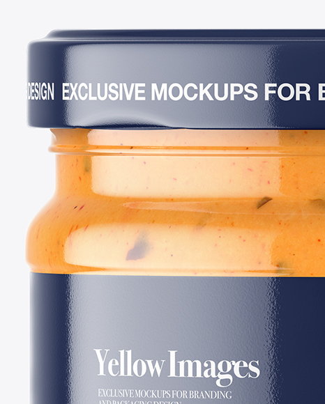 Clear Glass Chipotle Sauce Jar Mockup