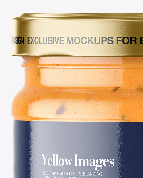 Clear Glass Chipotle Sauce Jar Mockup