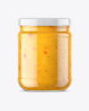 Clear Glass Curry Sauce Jar Mockup