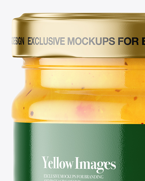 Clear Glass Curry Sauce Jar Mockup