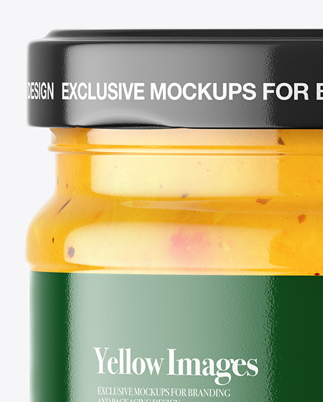 Clear Glass Curry Sauce Jar Mockup