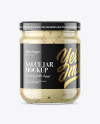 Clear Glass Garlic Sauce Jar Mockup