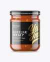 Clear Glass Taco Sauce Jar Mockup