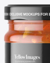 Clear Glass Taco Sauce Jar Mockup