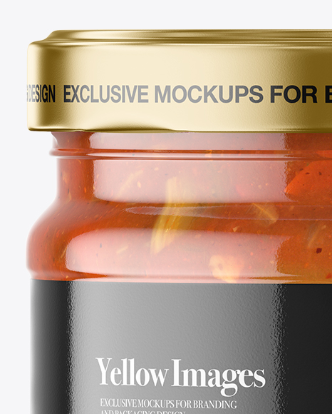 Clear Glass Taco Sauce Jar Mockup