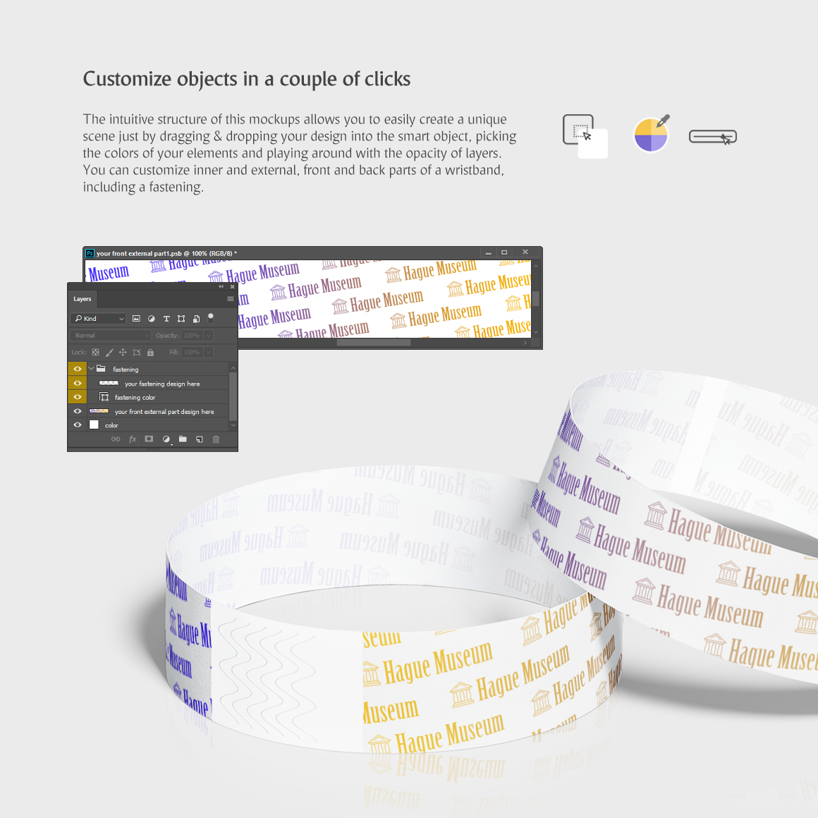 Tyvek Wristband Mockups Set