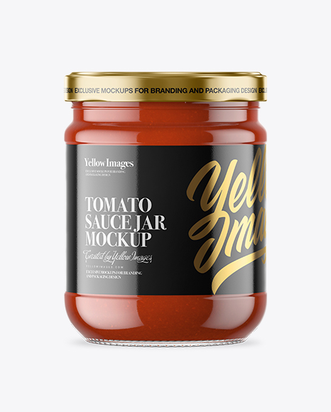 Clear Glass Tomato Sauce Jar Mockup