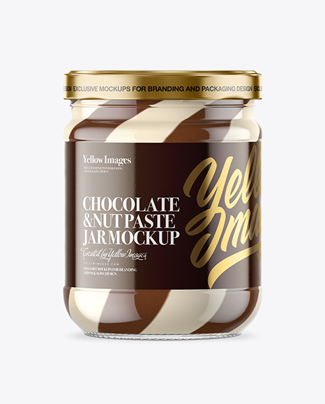 Clear Glass Jar with Duo Chocolate Spread Mockup