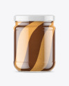 Clear Glass Jar with Duo Chocolate Spread Mockup