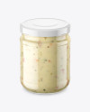 Clear Glass Garlic Sauce Jar Mockup