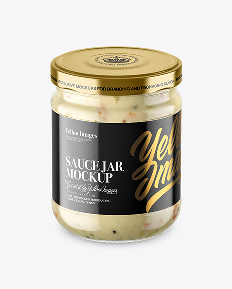 Clear Glass Garlic Sauce Jar Mockup