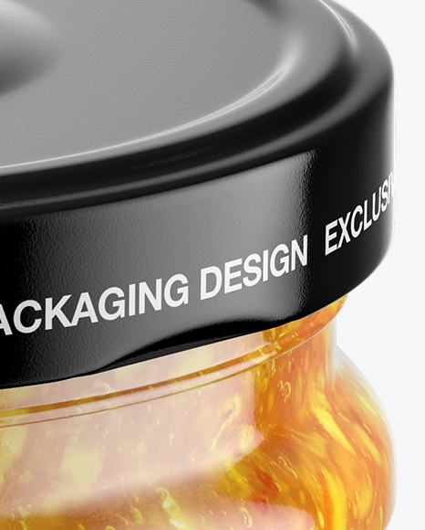 Clear Glass Orange Jam Jar Mockup