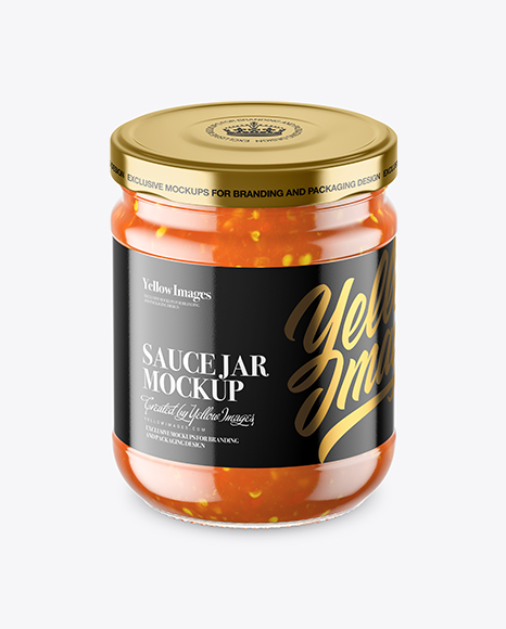 Clear Glass Sweet & Sour Sauce Jar Mockup