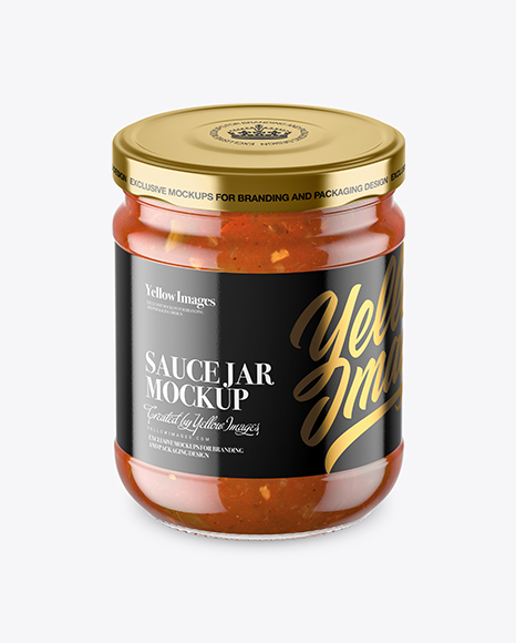 Clear Glass Taco Sauce Jar Mockup