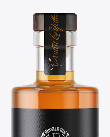 Whiskey Bottle with Wooden Cap Mockup