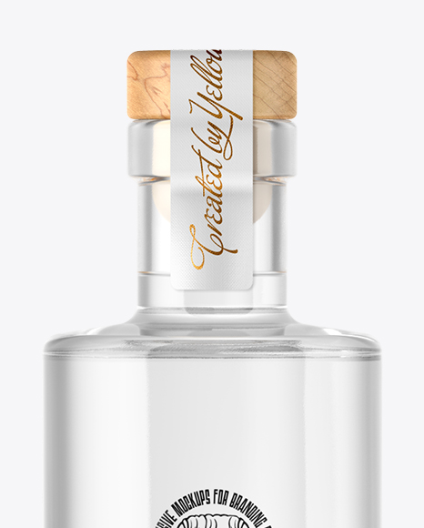 Vodka Bottle with Wooden Cap Mockup